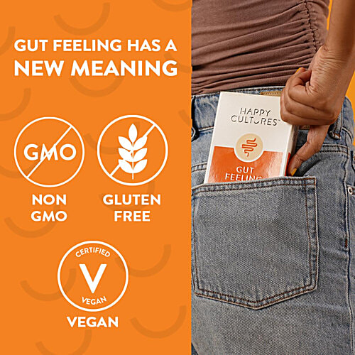 Happy Cultures Gut Feeling Health Supplement Capsules - Blend Of Pre-Probiotic & B Vitamins, 30 pcs  Restores Gut Balance, Daily Gut & Digestive Health