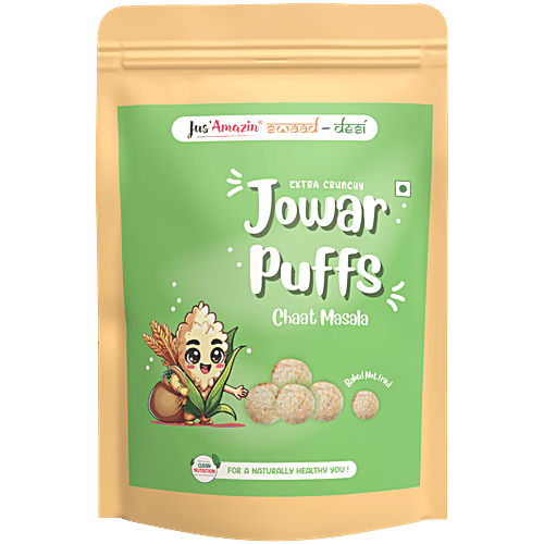 Jus Amazin Swaad Desi Chaat Masala Jowar Puffs, 60 g  