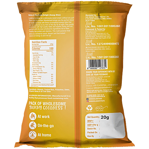 Wonderland Foods Dates & Dry Fruits Delight, 20 g No Refined Sugar Preservatives