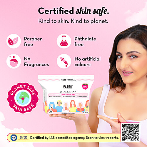 Plush Sanitary Pads - XL, XXL, 32 pcs  100% US Cotton, 100% Rash-Free