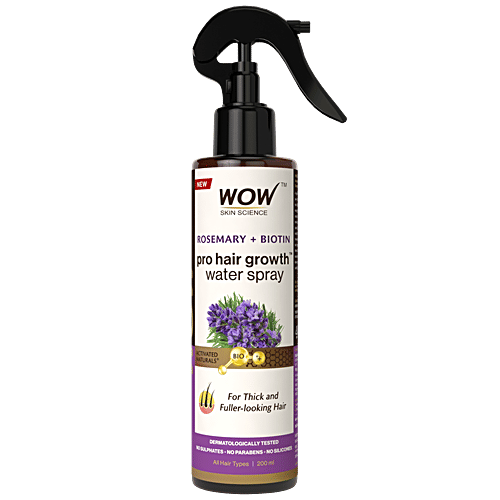 Wow Skin Science Rosemary + Biotin Pro Hair Growth Water Spray For Thick & Fuller Looking Hair, 200 ml No Sulphates, No Parabens, No Silicones
