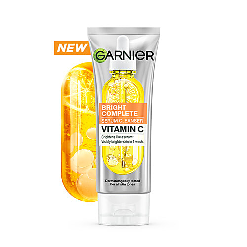 Garnier Bright Complete Vitamin C Serum Cleanser - XL, 150 g  For All Skin Types, Visibly Brighter Skin in One Wash