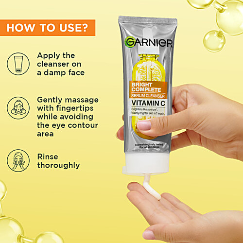 Garnier Bright Complete Vitamin C Serum Cleanser - XL, 150 g  For All Skin Types, Visibly Brighter Skin in One Wash