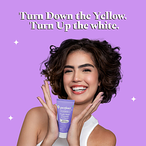 Perfora Fluoride+ Purple Magic Whitening Toothpaste - Removes Yellow Stains, Grape Mint, 75 g  