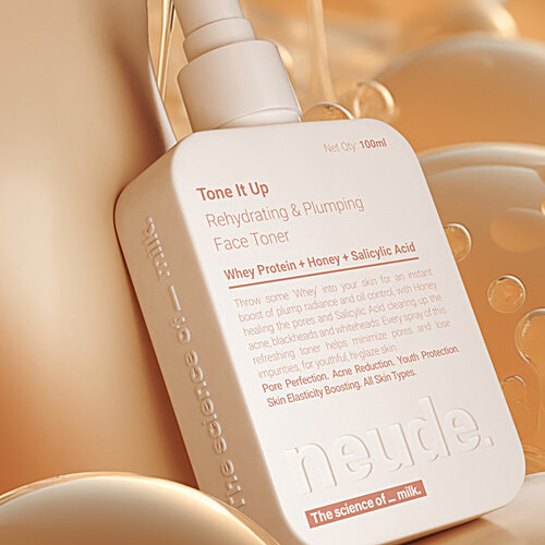 Neude Skin Tone It Up Rehydrating & Plumping Face Toner, 100 ml  Whey Protein+Honey+Salicylic Acid