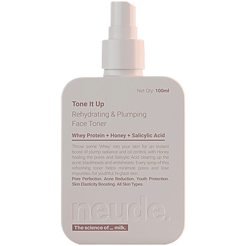 Neude Skin Tone It Up Rehydrating & Plumping Face Toner, 100 ml  Whey Protein+Honey+Salicylic Acid