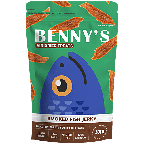 Benny's Bowl Air-Dried Treats Smoked Fish Jerky For Dogs & Cats, 50 g  