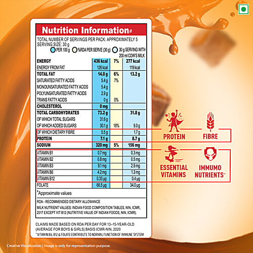 Kellogg's Multigrain Caramel Flavour Chocos Fills, 150 g Creamy Inside, No Maida, Source of Protein & Fibre, Immuno Nutrients, Essential Vitamins