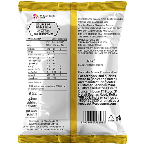 Too Yumm! Classic Salted Banana Chips, 75 g  Made with Nendran Bananas, Gluten Free, No Palm Oil