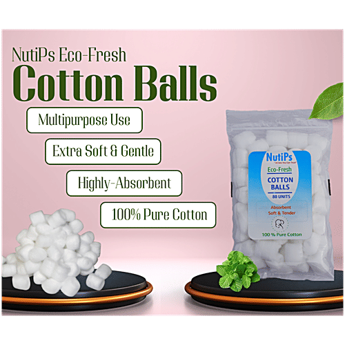 Nutips Eco-Fresh Cotton Balls, 80 pcs