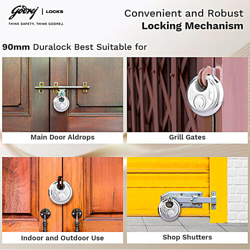 Godrej Locks DuraLock Ultra XL+ 90 mm With 3 Keys - Silver Finish, 1 pc