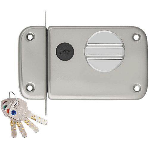 Godrej Locks Ultra XL+ 1CK Deadbolt Rim Lock With 4 Keys - Satin Nickel Finish, 1 pc