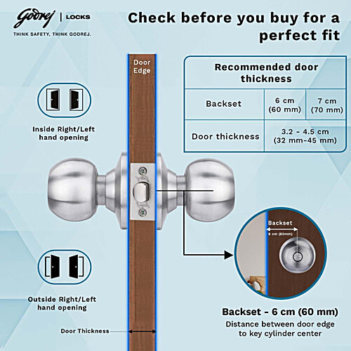 Buy Godrej Locks Classic Keyless Cylindrical Lock Stainless Steel