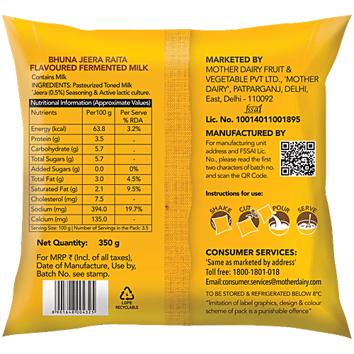 Mother Dairy Bhuna Jeera Raita, 350 g