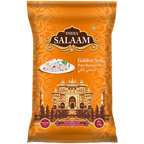 India Salaam Golden Sella Pure Basmati Rice, 1 kg Pouch 