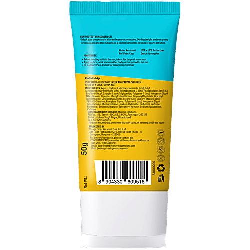 Bombay Shaving Company Sun Protect Gel SPF 50+ PA+++ UVA + UVB, 50 g Water Resistant, No White Cast