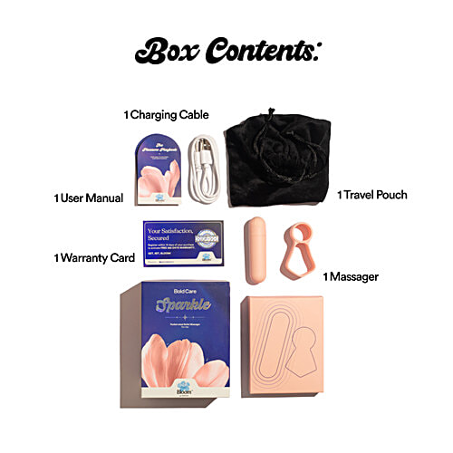 Bold Care Sparkle Pocket-sized Bullet Personal Massager For Her - 3 Intensities, Peach, 1 Unit  