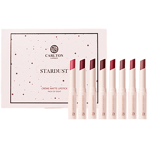Carlton London Stardust Creme Matte Lipstick Gift Set, 1.7 g (Pack of 8) 