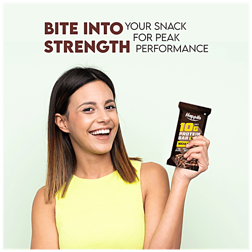 Happilo Mocha Brownie 10 g Daily Protein Bar - No Added Sugar, 50 g  2+ hr Energy, Premium Whey, Source Of Fibre