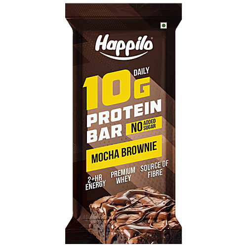 Happilo Mocha Brownie 10 g Daily Protein Bar - No Added Sugar, 50 g  2+ hr Energy, Premium Whey, Source Of Fibre
