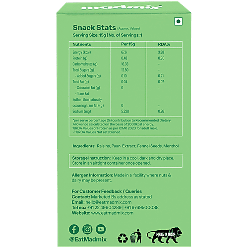 Madmix Paan Flavoured Raisins, 15 g