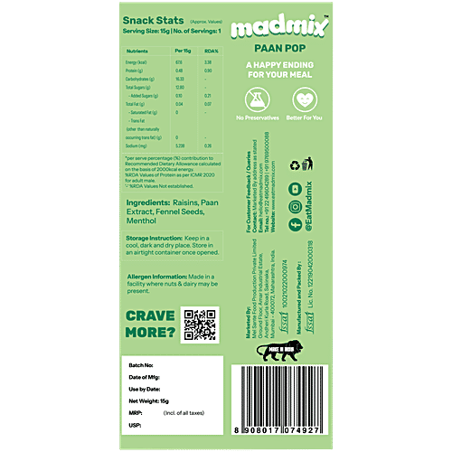Madmix Paan Flavoured Raisins, 15 g