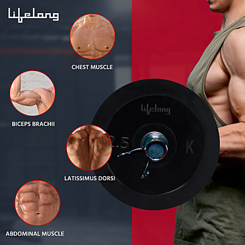 Lifelong LLRP01 Rubber Weight Plates - 30 mm Diameter, 2 pcs (2.5 kg each)