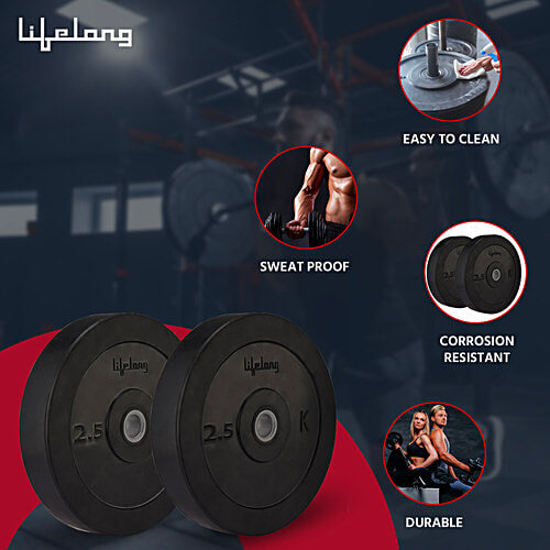 Lifelong LLRP01 Rubber Weight Plates - 30 mm Diameter, 2 pcs (2.5 kg each)