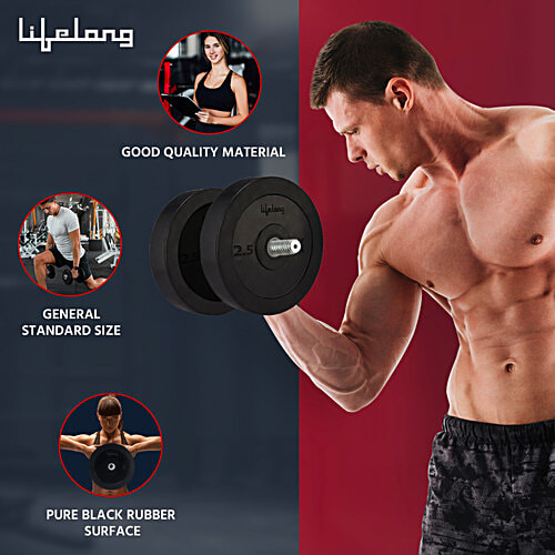 Lifelong LLRP01 Rubber Weight Plates - 30 mm Diameter, 2 pcs (2.5 kg each)