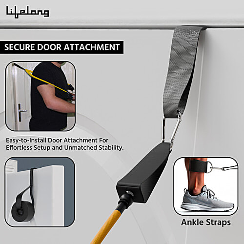 Lifelong Tummy Trimmer Double Suction Cup Sit-Up Bar - Yellow/Black, 1 pc