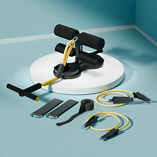 Lifelong Tummy Trimmer Double Suction Cup Sit-Up Bar - Yellow/Black, 1 pc