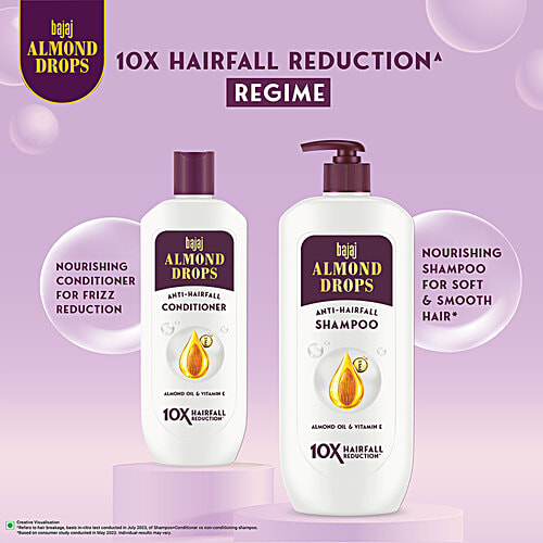 Bajaj Almond Drops Almond Drops Anti Hairfall Shampoo, 340 ml  With Almond Oil and Vitamin E, For 10X Hairfall Control