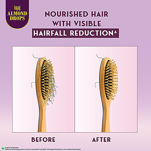 Bajaj Almond Drops Almond Drops Anti Hairfall Shampoo, 340 ml  With Almond Oil and Vitamin E, For 10X Hairfall Control