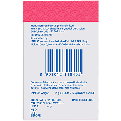 Johnson's baby Baby Soap, 225 g (3x75g) Gently Cleanses 99.9% Germs With Naturally Derived Glycerin, No Added Parabens, No Sulphates & Phthalates