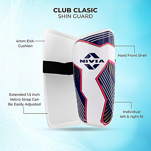 Nivia EVA Foam Classic Football Guard For Adult- Multicolour, 20 To 22 cm, 1 Pair (Large) Shin Guard, Ideal For Training & Competitive Matches, For Youth & Adults