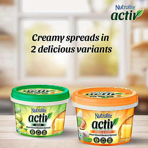 Nutralite Activ Garlic & Herbs Plant Based Buttery Spread, 100 g  Dairy-Free, Rich in Omega