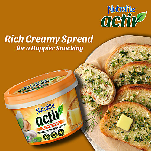 Nutralite Activ Garlic & Herbs Plant Based Buttery Spread, 100 g  Dairy-Free, Rich in Omega