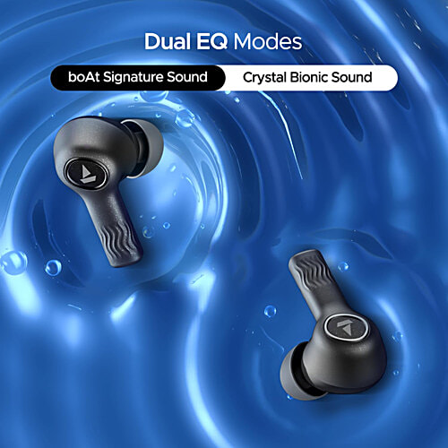 boAt Nirvana Iris Wireless Earphones With Mic - Crystal Black, 1 Unit  Multipoint Connectivity, 120H Battery Life, Dual EQ Modes, Up to 32 dB Active Noise Cancellation