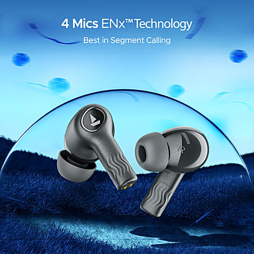 boAt Nirvana Iris Wireless Earphones With Mic - Crystal Black, 1 Unit  Multipoint Connectivity, 120H Battery Life, Dual EQ Modes, Up to 32 dB Active Noise Cancellation