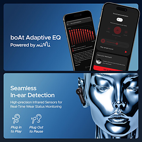 boAt Nirvana Iris Wireless Earphones With Mic - Crystal Black, 1 Unit  Multipoint Connectivity, 120H Battery Life, Dual EQ Modes, Up to 32 dB Active Noise Cancellation