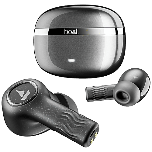 boAt Nirvana Iris Wireless Earphones With Mic - Crystal Black, 1 Unit  Multipoint Connectivity, 120H Battery Life, Dual EQ Modes, Up to 32 dB Active Noise Cancellation