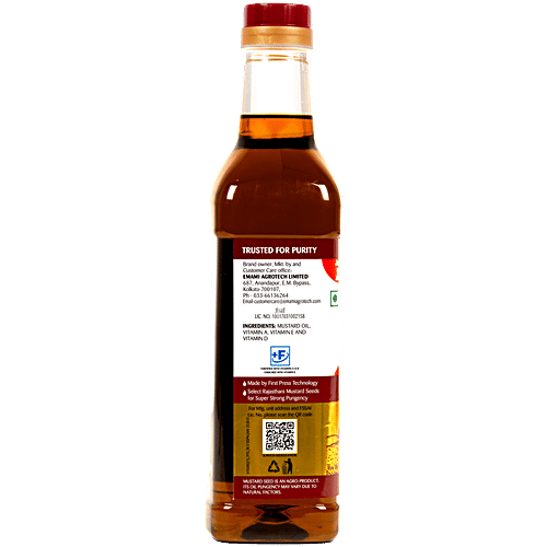 Emami Healthy & Tasty Super Strong Kachchi Ghani Mustard Oil, 900 g Pet Bottle Jhanjh 0.36