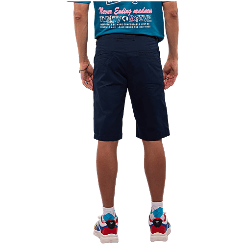 Hoversoul Men's Cotton Lycra Shorts - Navy Blue, 1 pc (Size - 30) 