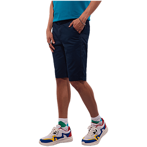 Hoversoul Men's Cotton Lycra Shorts - Navy Blue, 1 pc (Size - 30) 