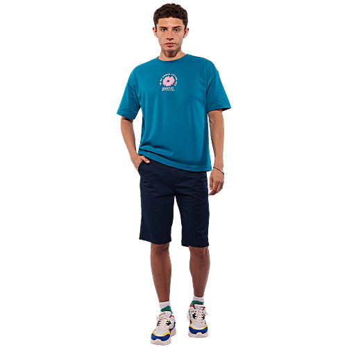 Hoversoul Men's Cotton Lycra Shorts - Navy Blue, 1 pc (Size - 30) 