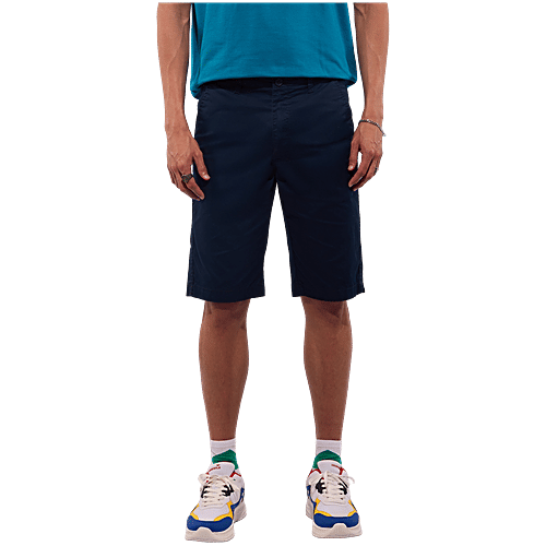 Hoversoul Men's Cotton Lycra Shorts - Navy Blue, 1 pc (Size - 30) 