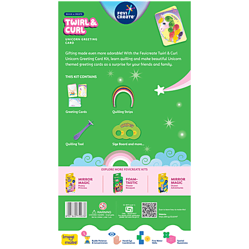 Fevicreate Build-n-Create Twirl & Curl Unicorn Greeting Cards Kit For 5+ Yrs, 1 pc