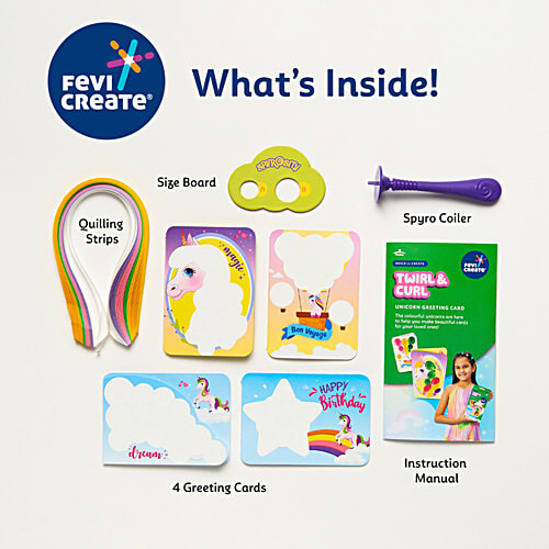 Fevicreate Build-n-Create Twirl & Curl Unicorn Greeting Cards Kit For 5+ Yrs, 1 pc