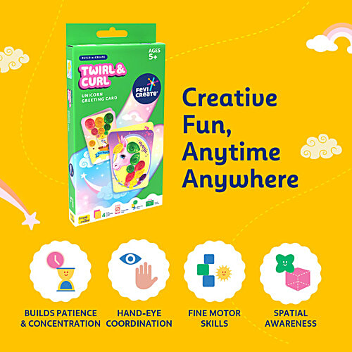 Fevicreate Build-n-Create Twirl & Curl Unicorn Greeting Cards Kit For 5+ Yrs, 1 pc