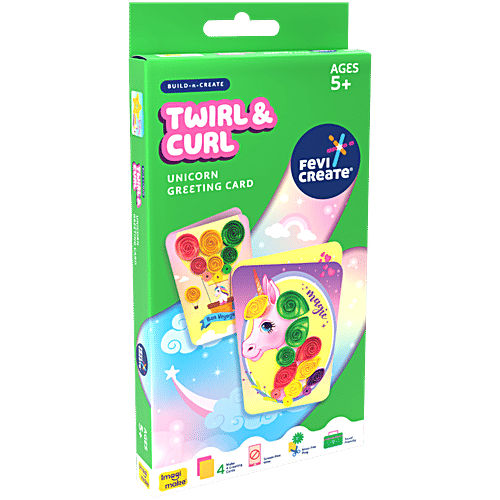 Fevicreate Build-n-Create Twirl & Curl Unicorn Greeting Cards Kit For 5+ Yrs, 1 pc